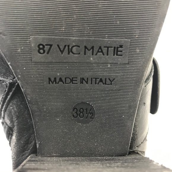 Vic Matie Leather Biker Moto Ankle Buckle Boots - Picture 7 of 8